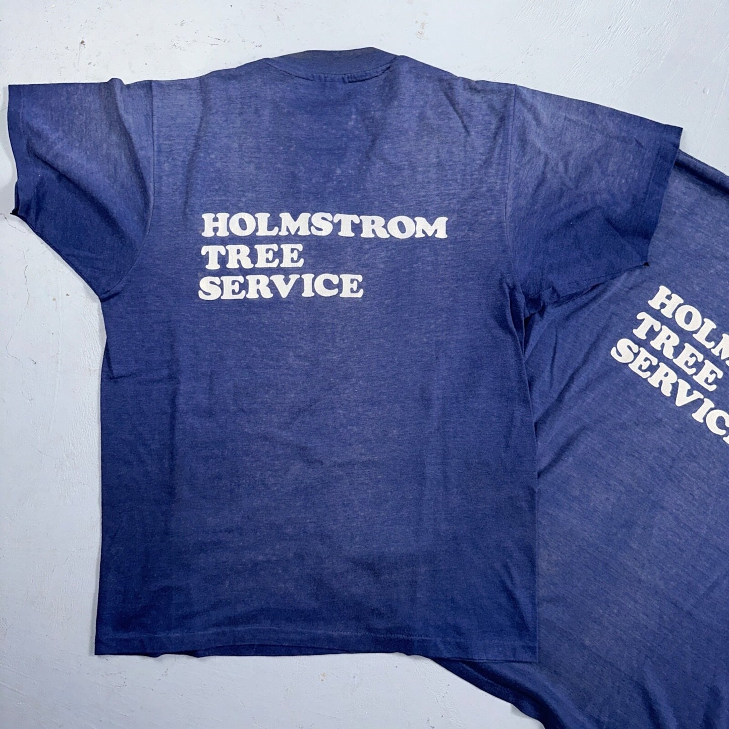 Holmstorm Tree Service Lot of 2 VTG T Shirt 1980s 80s Single Stitch Oregon Navy