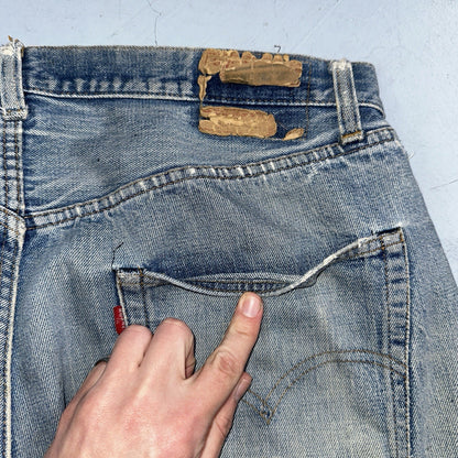 Levis 501 VTG 70s SS Redline Selvedge Jeans XX Med Wash Thrashed Act 35x26
