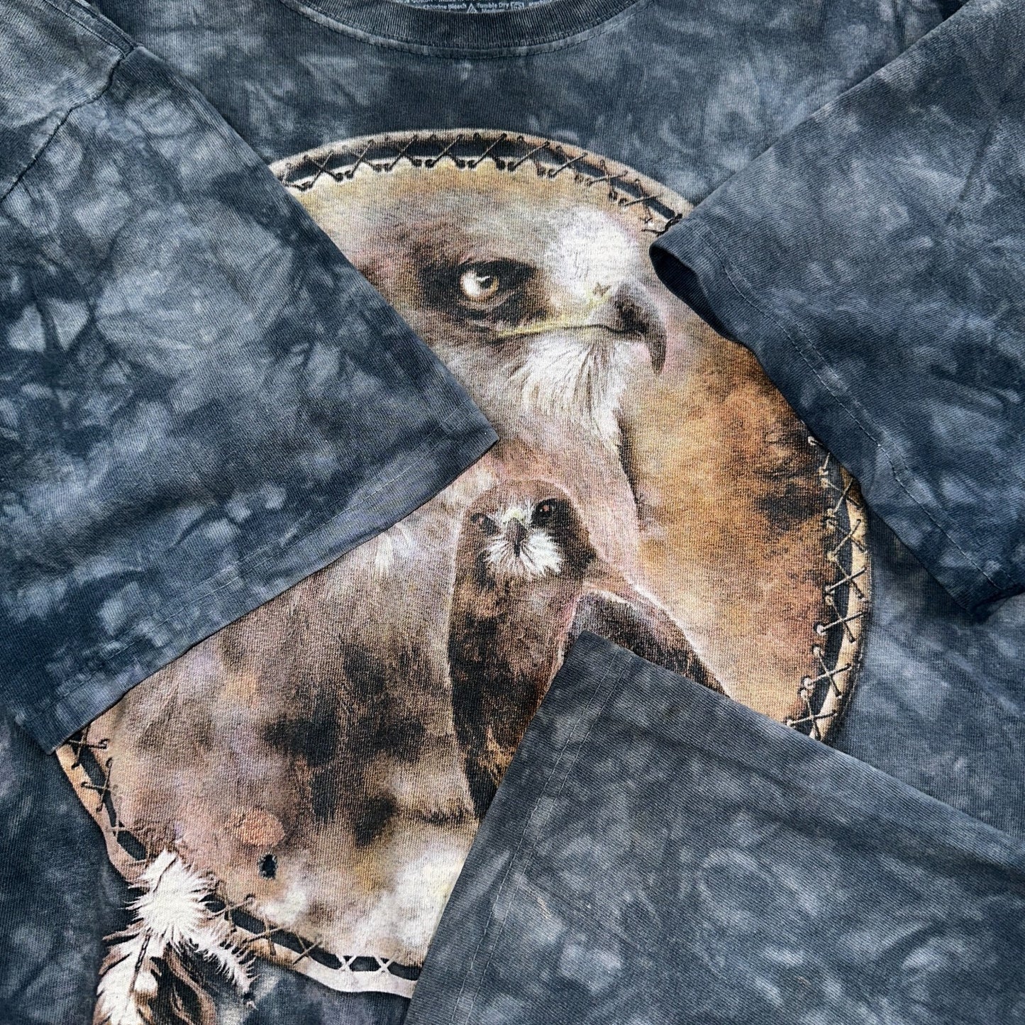 The Mountain Spirit of The Hawk Cathering Tribe Tie Dye VTG T Shirt XL Bird