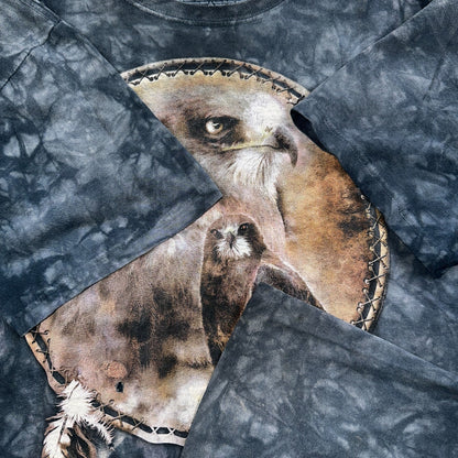 The Mountain Spirit of The Hawk Cathering Tribe Tie Dye VTG T Shirt XL Bird