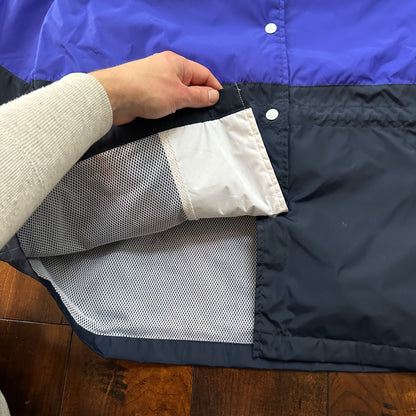 VTG Nike Jacket Mens M Windbreaker Colorblock Purple Black Big Swoosh Logo 90s