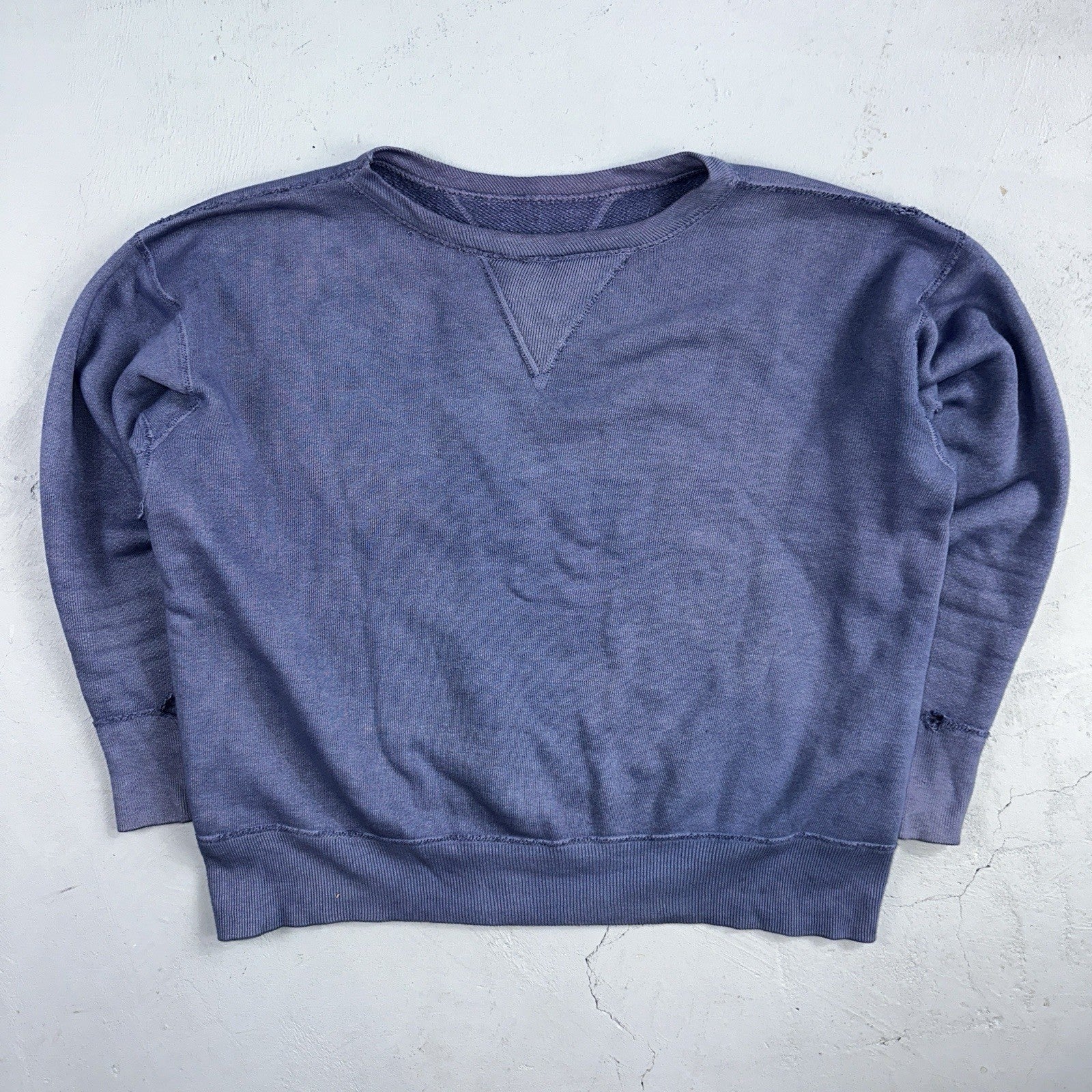 VTG Double V Sweatshirt 40s 50s 1940s Faded Blue Crewneck Boxy Rockabilly 1950s