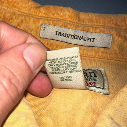 Vintage LL Bean Chamois Cloth Flannel Shirt Mens L Tall Yellow Made in USA 90s