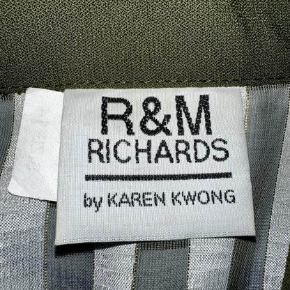 R&M Richards Karen Kwong Womens Blouse Gold Print Chain Shoulder Pads 14 USA VTG