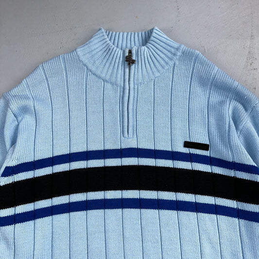 Southpole Mens 2XL Vtg 90s Spell Out Striped Knit Half Zip Pullover Sweater