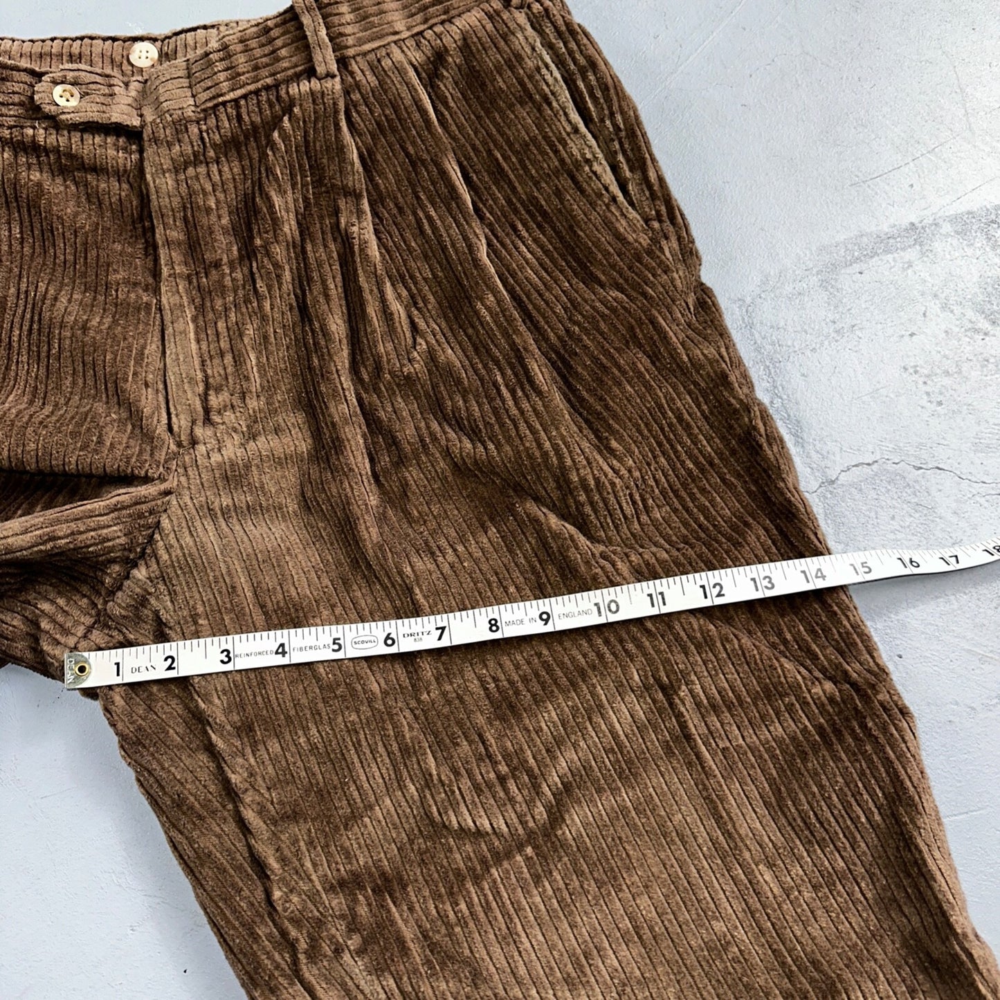 J. Peterman Pants Mens 38 Brown Thick Corduroy Pleated Chino Straight Pockets