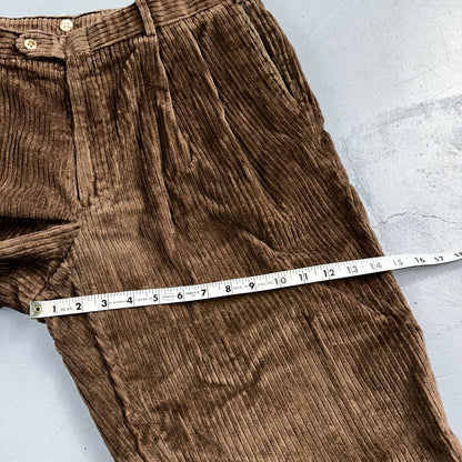 J. Peterman Pants Mens 38 Brown Thick Corduroy Pleated Chino Straight Pockets