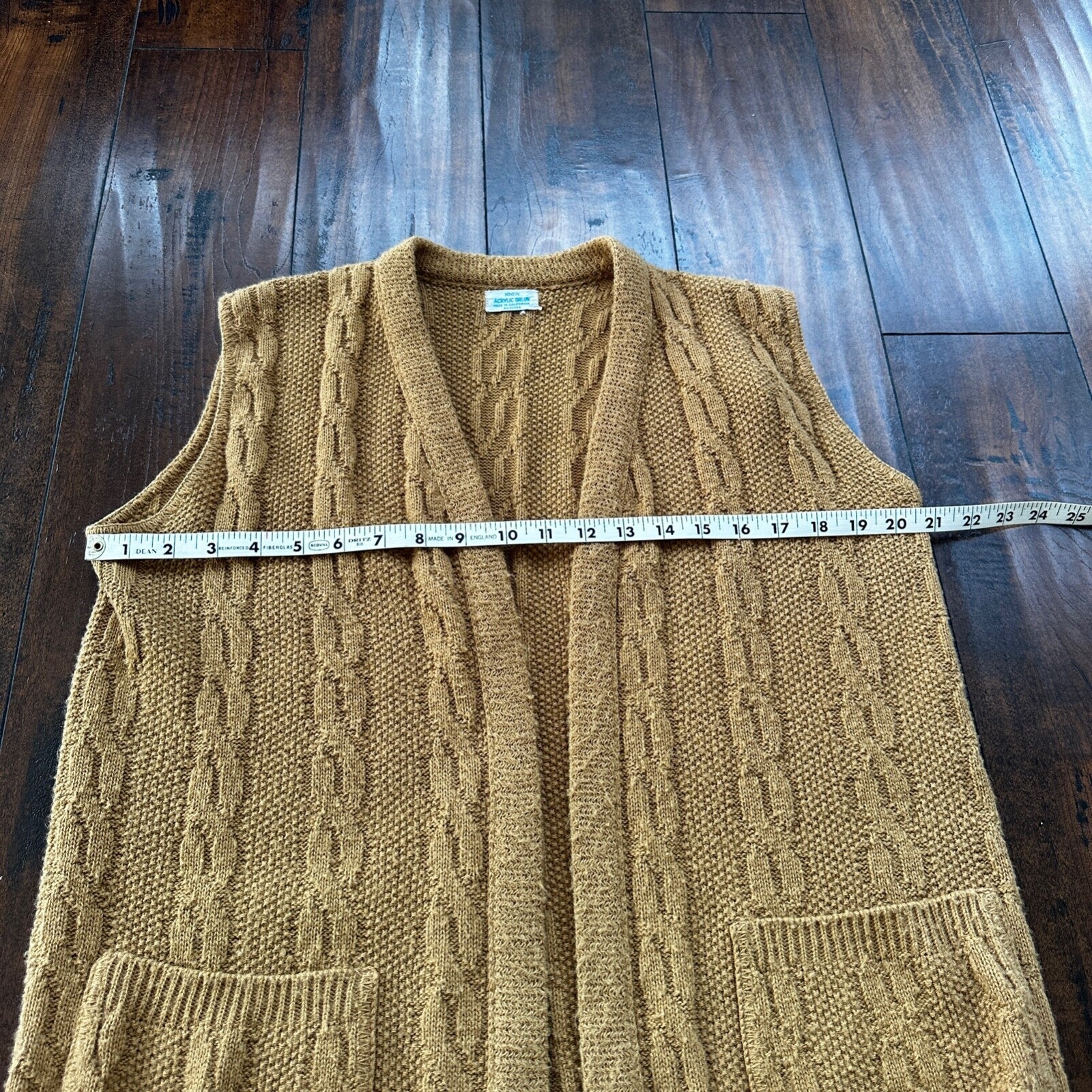 VINTAGE 50s 60s Campus Cardigan Sweater Orlon Acrylic USA Cobain Atomic Brown