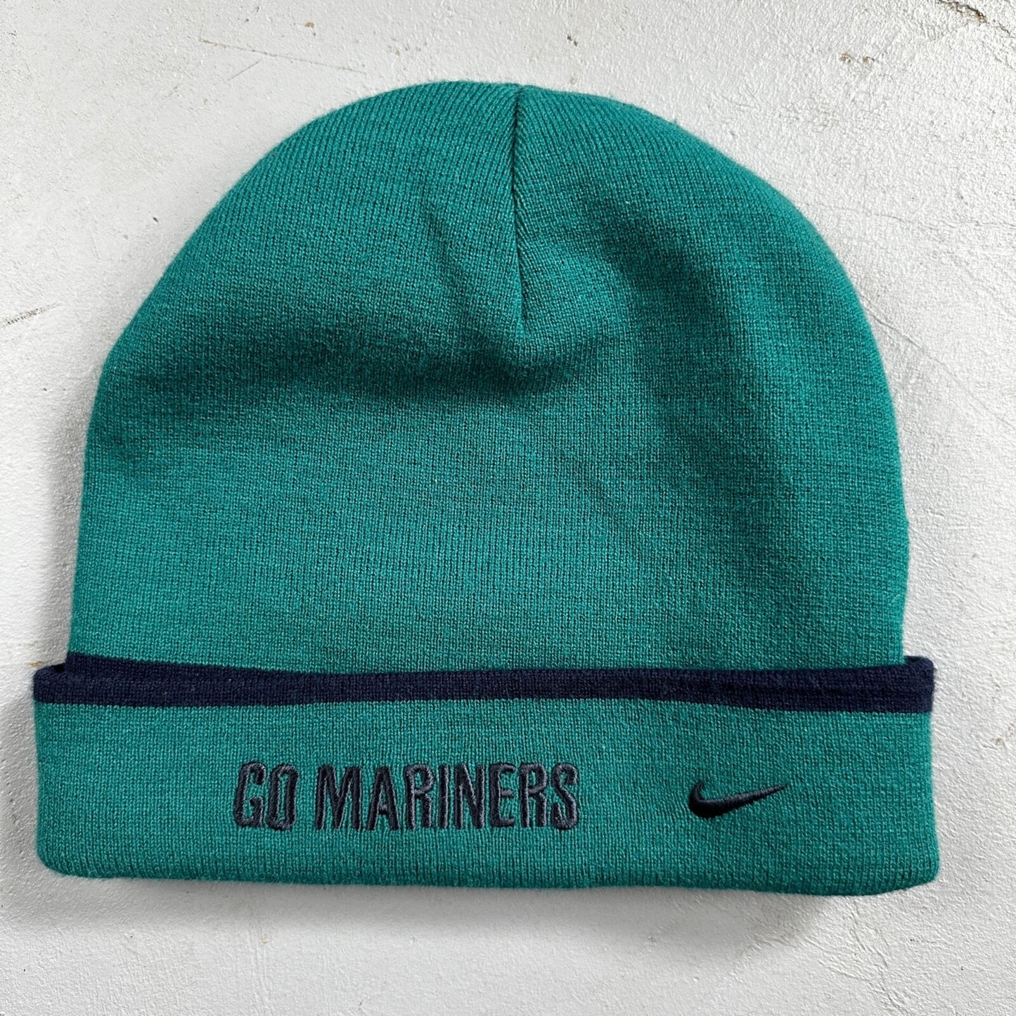 Nike VTG MLB Seattle Mariners LOGO Knit Skull Cap Beanie Hat 90s Double Sided