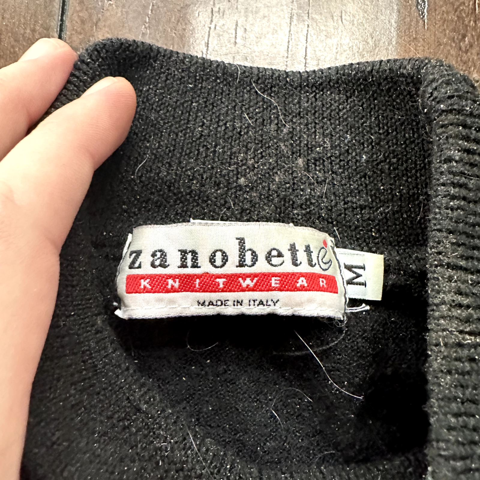 Zanobette Knitwear men's medium black top rugby Thrashed Vintage 80s Sweater