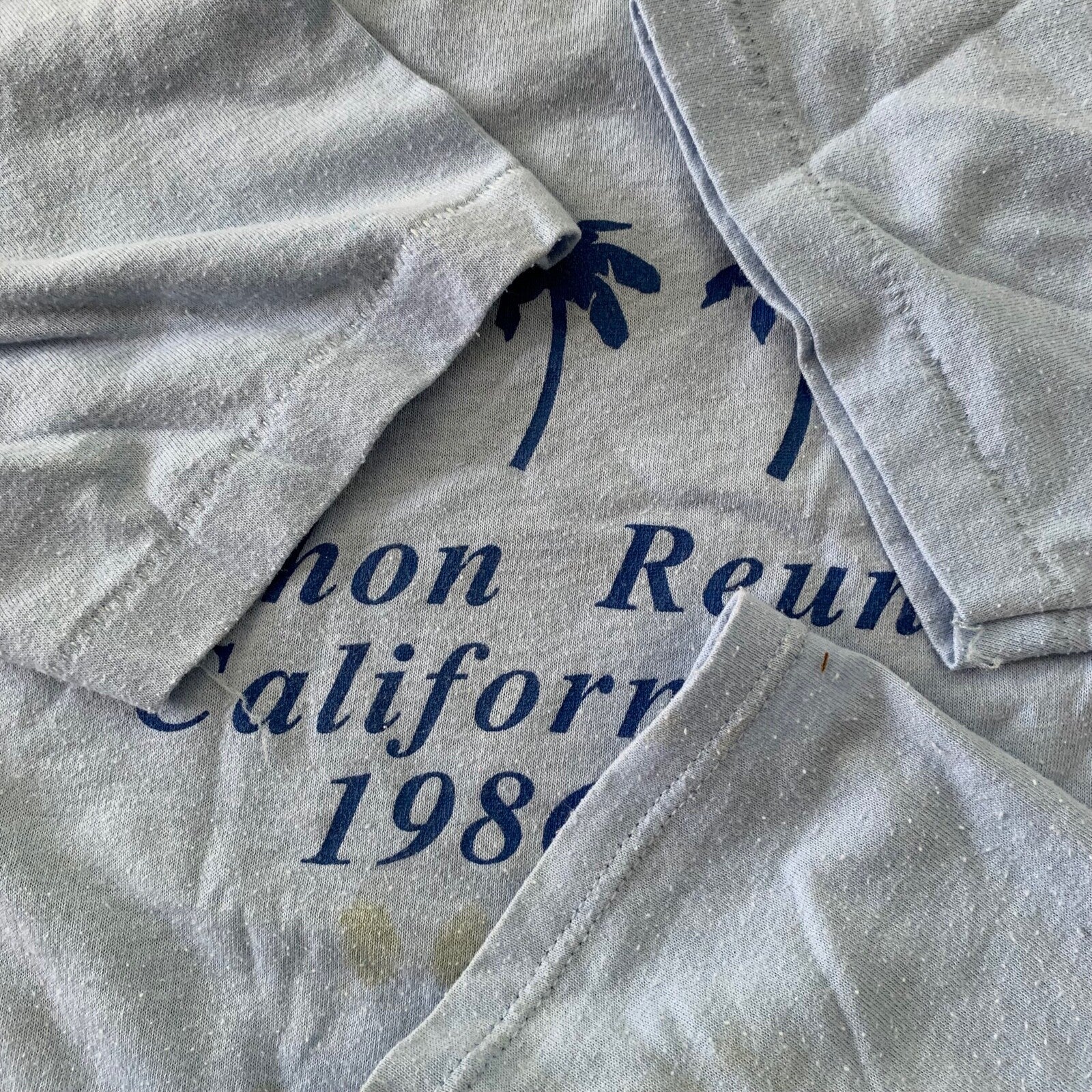 McMahon California Vintage T Shirt 1986 Blue 86 Coast Travel Reunion Palm Trees