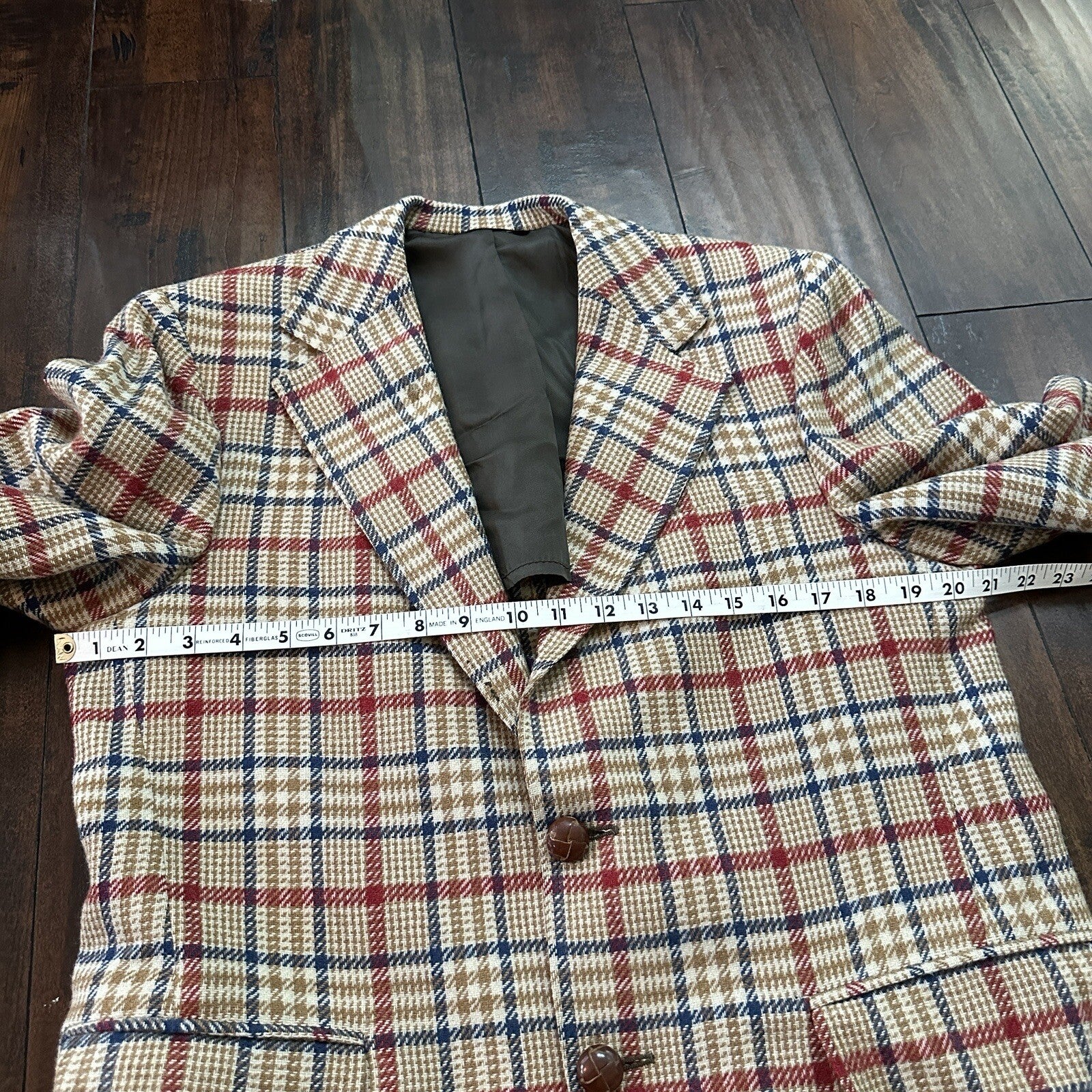 1960s 1970s Tan Pinstripe VTG Suit Jacket Sportcoat 40 Wool Checker Rockabilly