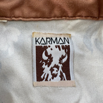 VTG 80s Karman Plaid Shirt Mens Extra Long Tail Pearl Snap Button Up Poly