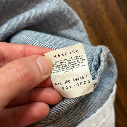 VTG 90s Levis 501 Button Fly 40x36 USA Tag Jeans Straight Wash Blue XX Act 36x32