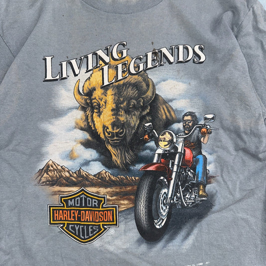Vintage Harley Davidson 3D Emblem Living Legends Single Stitch Shirt Bison 1992