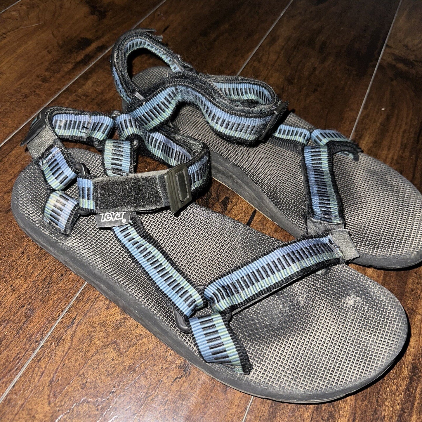 Vintage Teva Hurricane Sandals Mens Size 12 Black Blue Hiking Adjustable USA