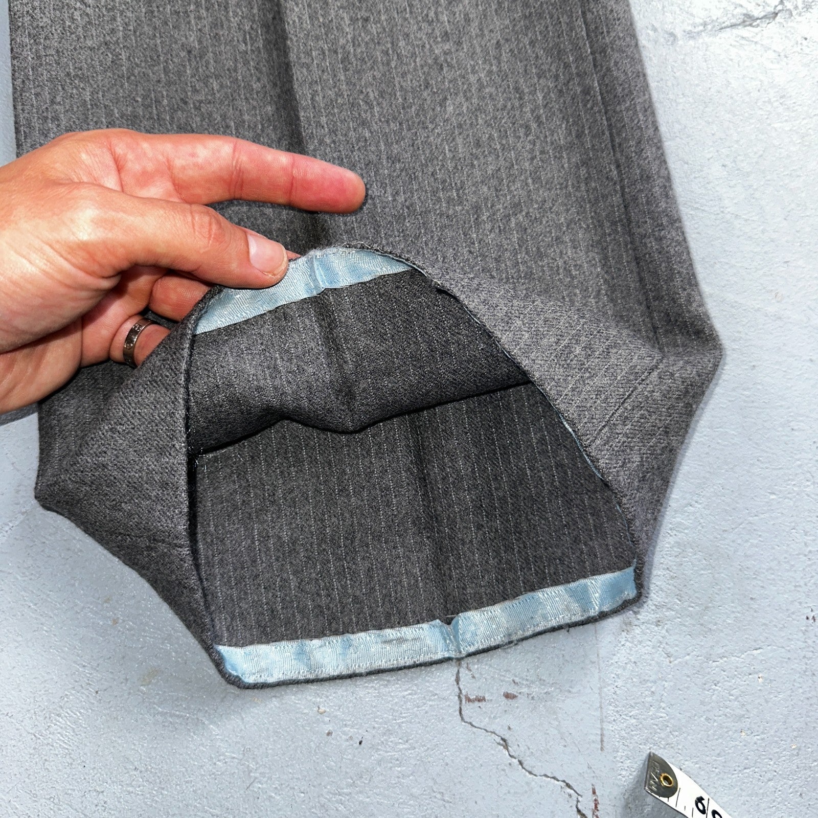 VTG Mens 2 PC Suit 41 Jacket Coat Pants Gray Rockabilly 80s Egon Von Furstenberg