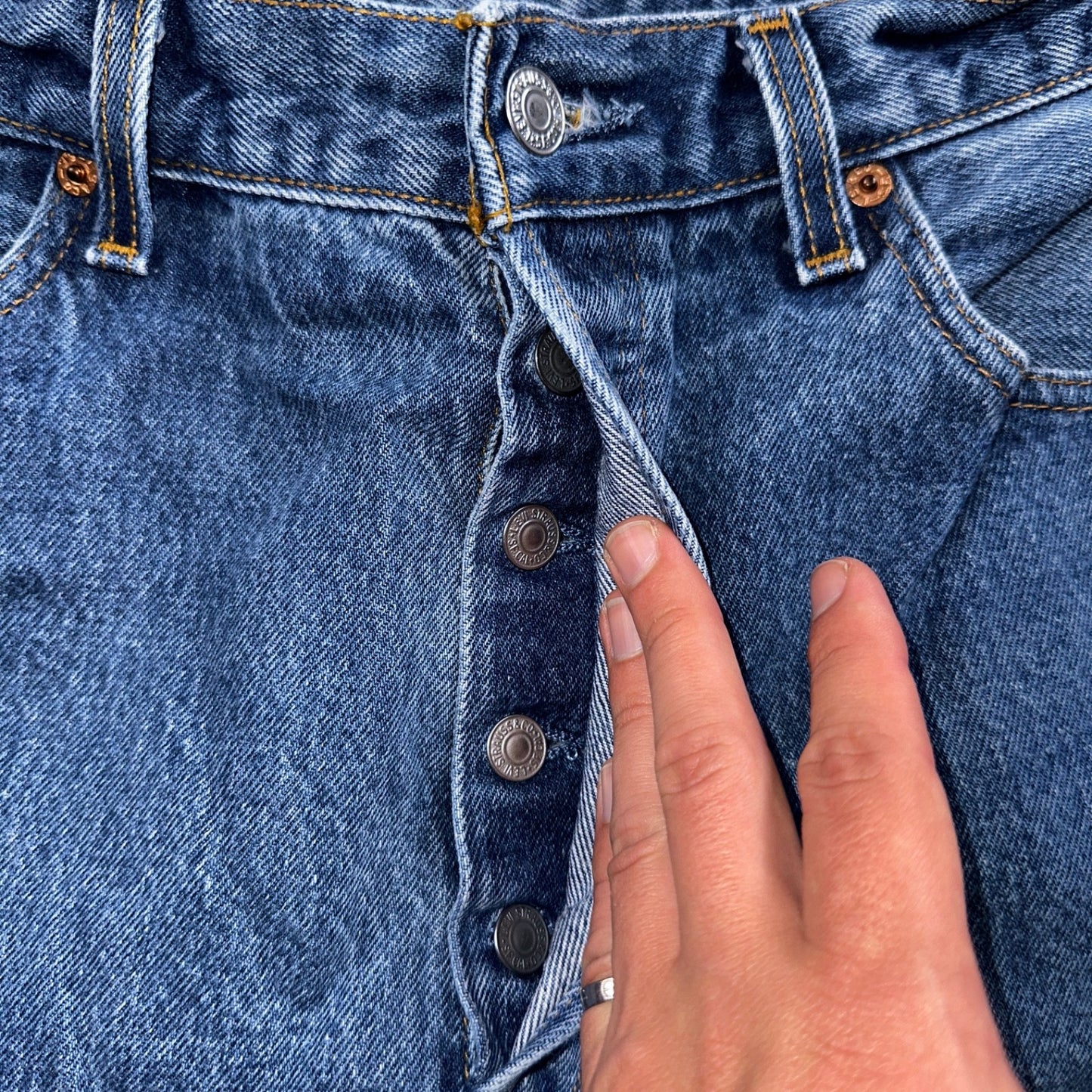 Levis 501 Vintage 90s USA XX Straight Leg Jeans Blue Med Wash 35x34 Act 32x30