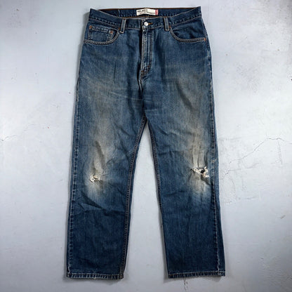 Levis 559 Relaxed Straight Fit Rugged Dark Blue VTG Y2K Denim Jeans Mens 36x32