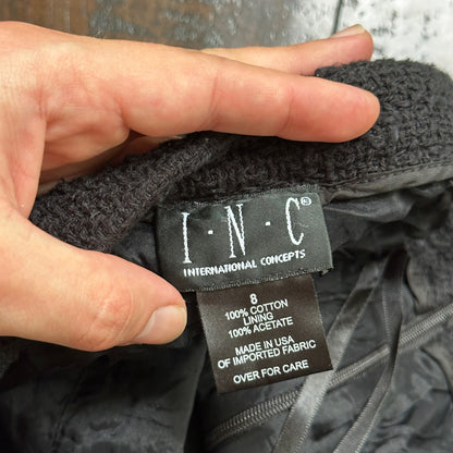 INC International Concepts Black Skirt Women's Size 8 Pencil USA VTG Short