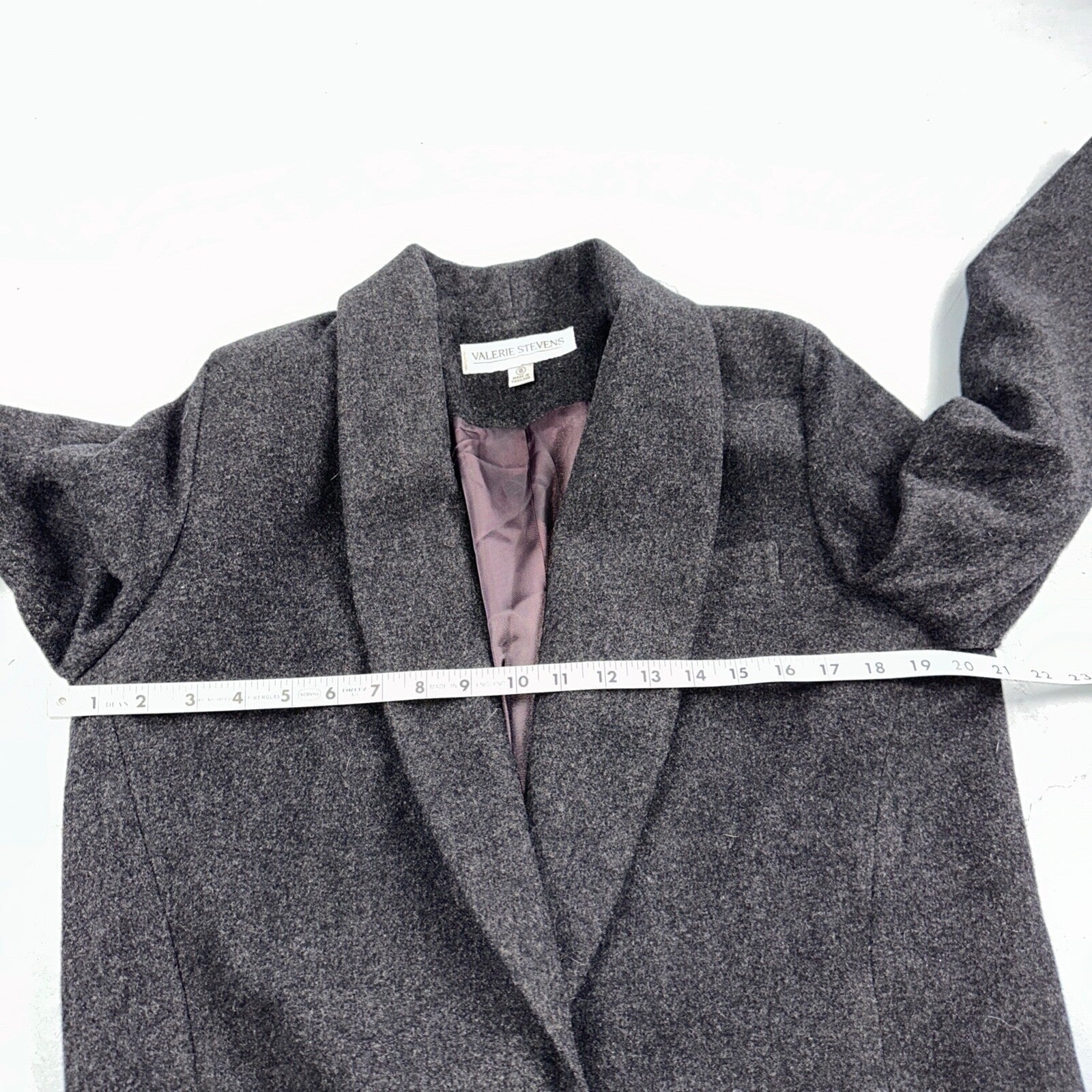 Vintage Valerie Steven’s Gray Black Wool & Cashmere Blend Blazer Women’s Sz 8
