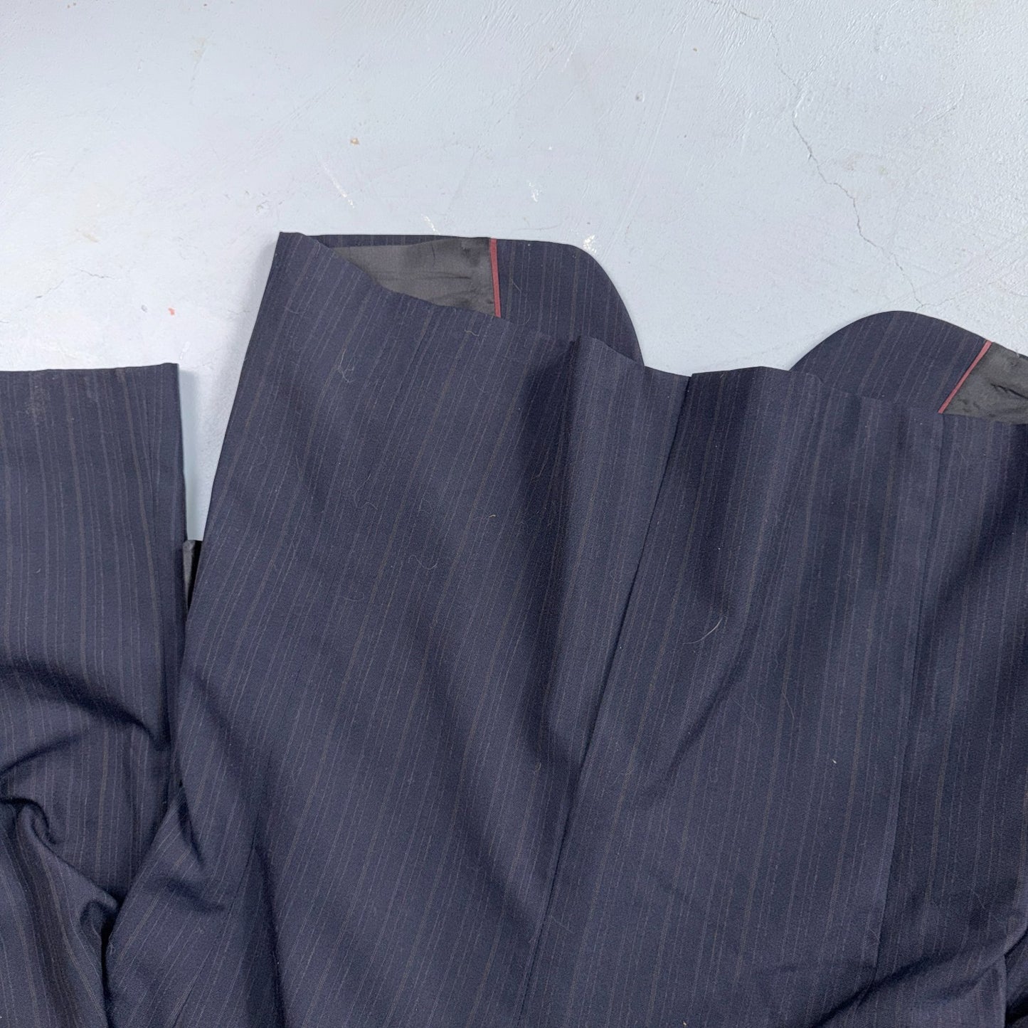 VTG Mens 2 PC Suit 42 Jacket Coat Pants Blue Striped USA Golden Lancer 80s Wool