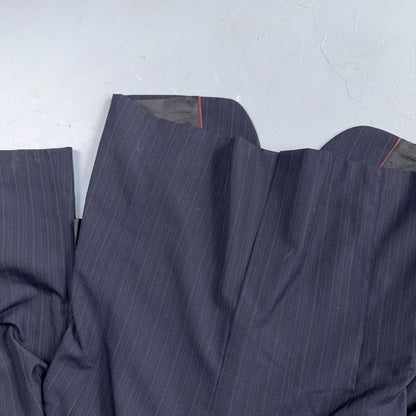 VTG Mens 2 PC Suit 42 Jacket Coat Pants Blue Striped USA Golden Lancer 80s Wool