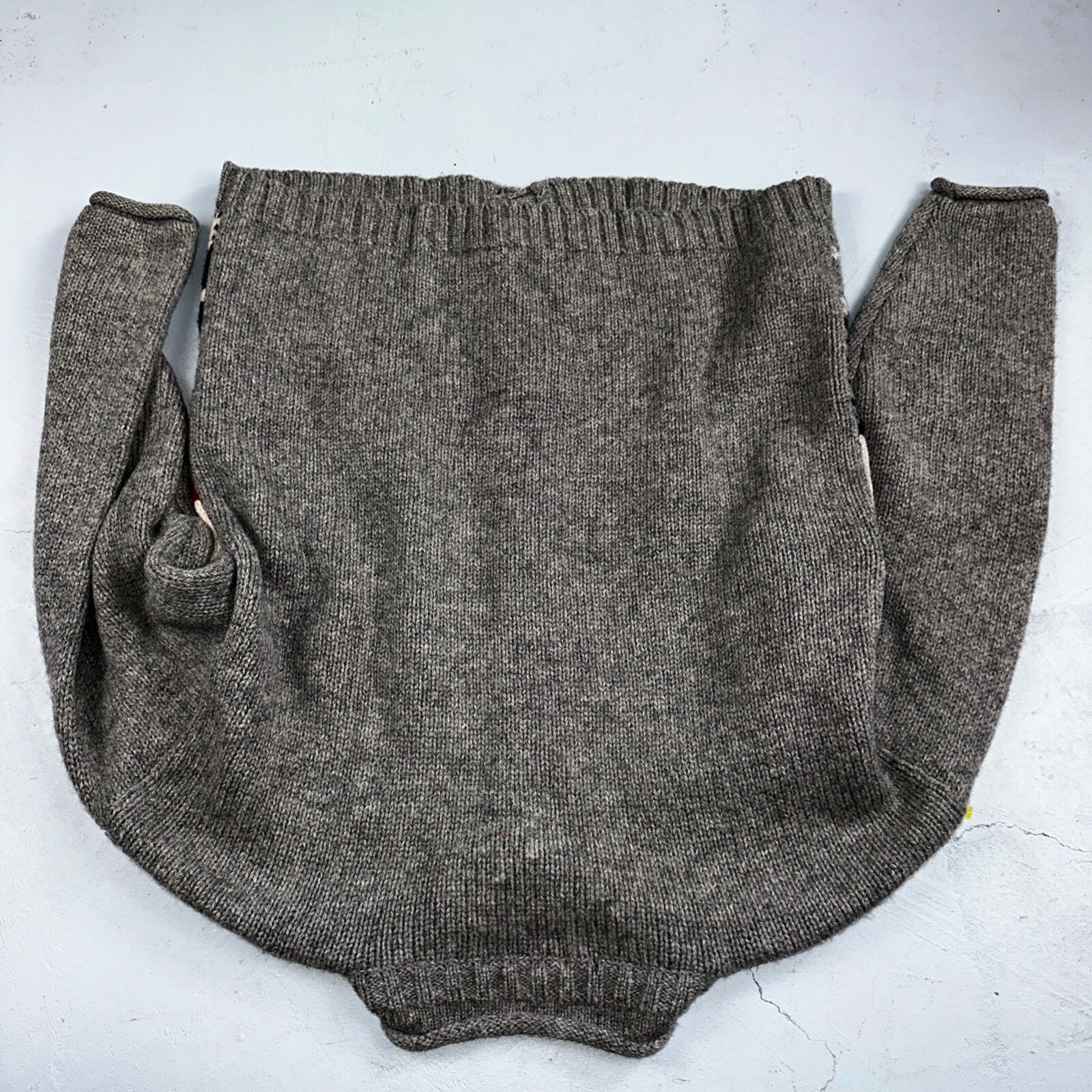 Vintage Eddie Bauer Cardigan Sweater Sz M Gray Snowflake Nordic Patchwork Wool