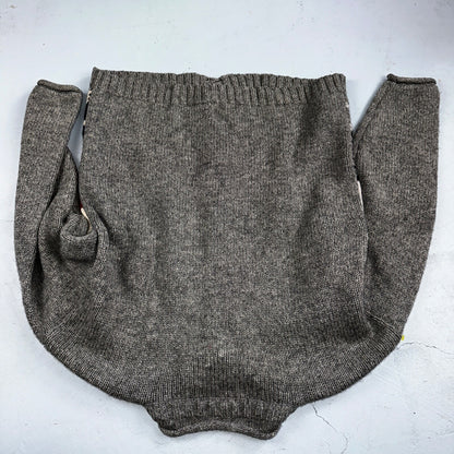 Vintage Eddie Bauer Cardigan Sweater Sz M Gray Snowflake Nordic Patchwork Wool