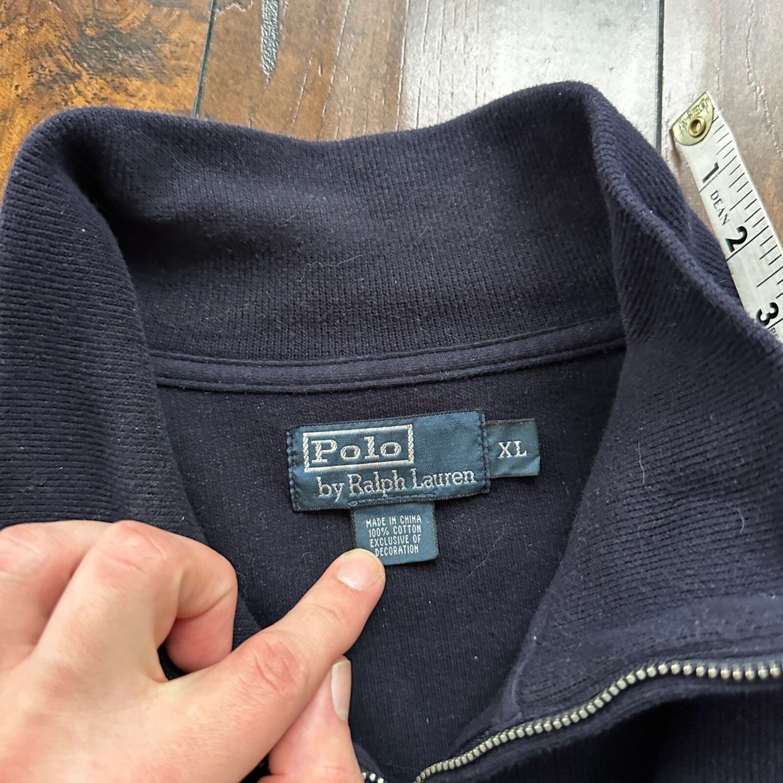 Polo Ralph Lauren Pullover Men’s XL Navy Big Pony Ski Patch Quarter Zip VTG