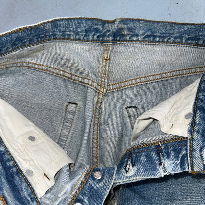 Levis 501 Vintage 80s Redline Selvedge USA XX Jeans Light Wash Capri Act 30x25