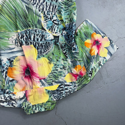 Vintage Jams World Tropicana Floral Men's Hawaiian Button Large Shirt USA Made