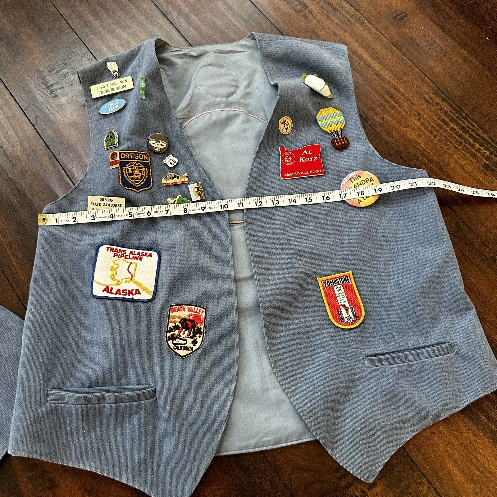 Vintage Rockabilly Patchwork Vest Lot Pins 2 Patches Rare Oregon McMinnville PDX