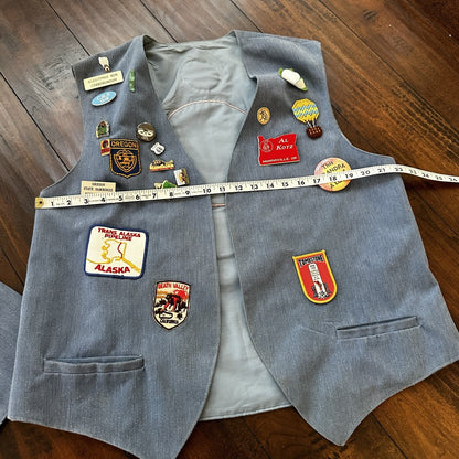 Vintage Rockabilly Patchwork Vest Lot Pins 2 Patches Rare Oregon McMinnville PDX