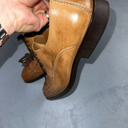 Michael Toschi Mario Men's Lace-up Brown Leather Shoes 8.5 Long Toe Classy