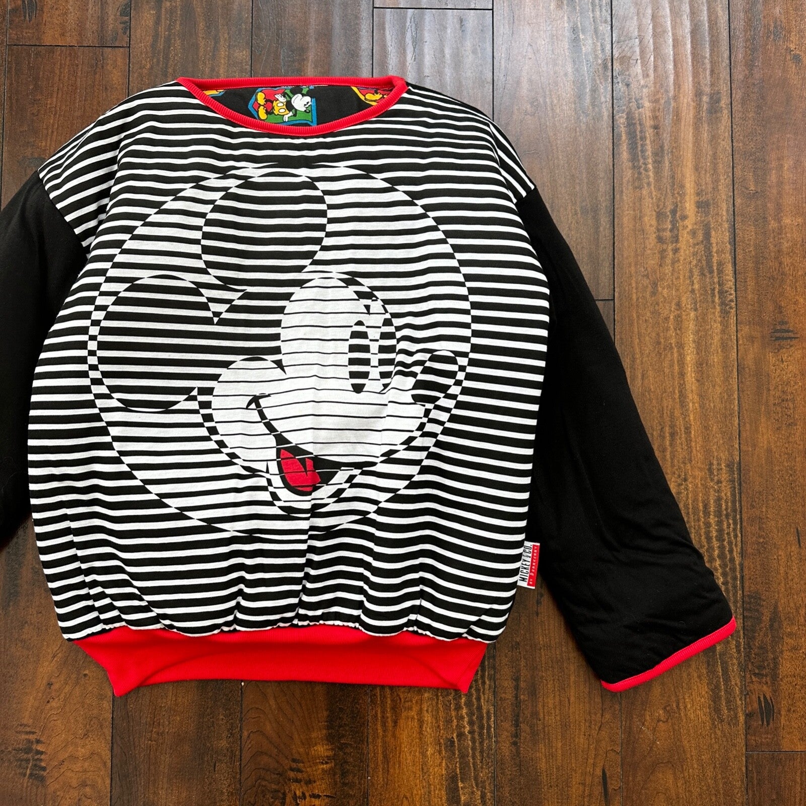 VTG 90s Disney Mickey Mouse Reversible Sweater Donn Kenny Rare World Comic Rap