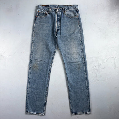 Levis 501 Vintage Y2K XX Straight Leg Jeans 90s Blue Light Wash 34x36 Act 32x34