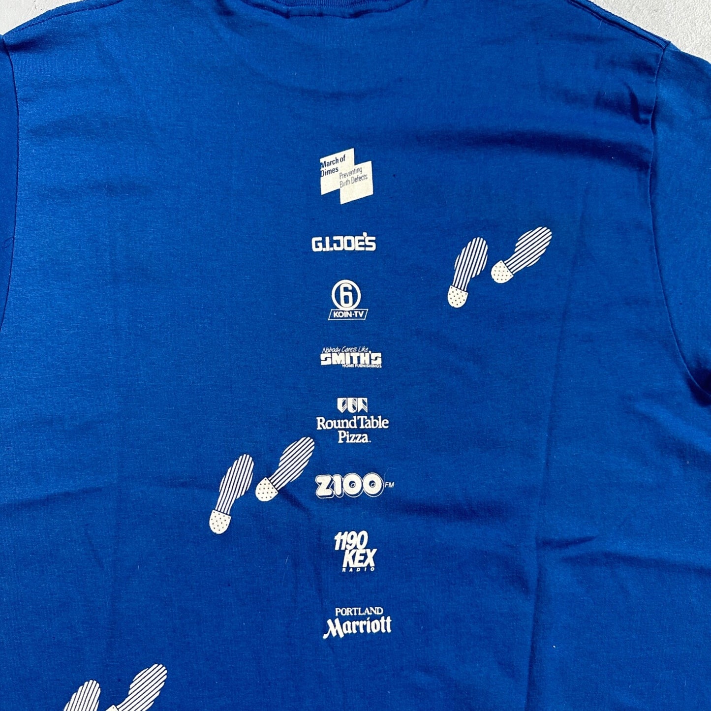 March Dimes Foot Print 80s VTG T Shirt 1989 Portland Oregon PDX Birth Baby Fun