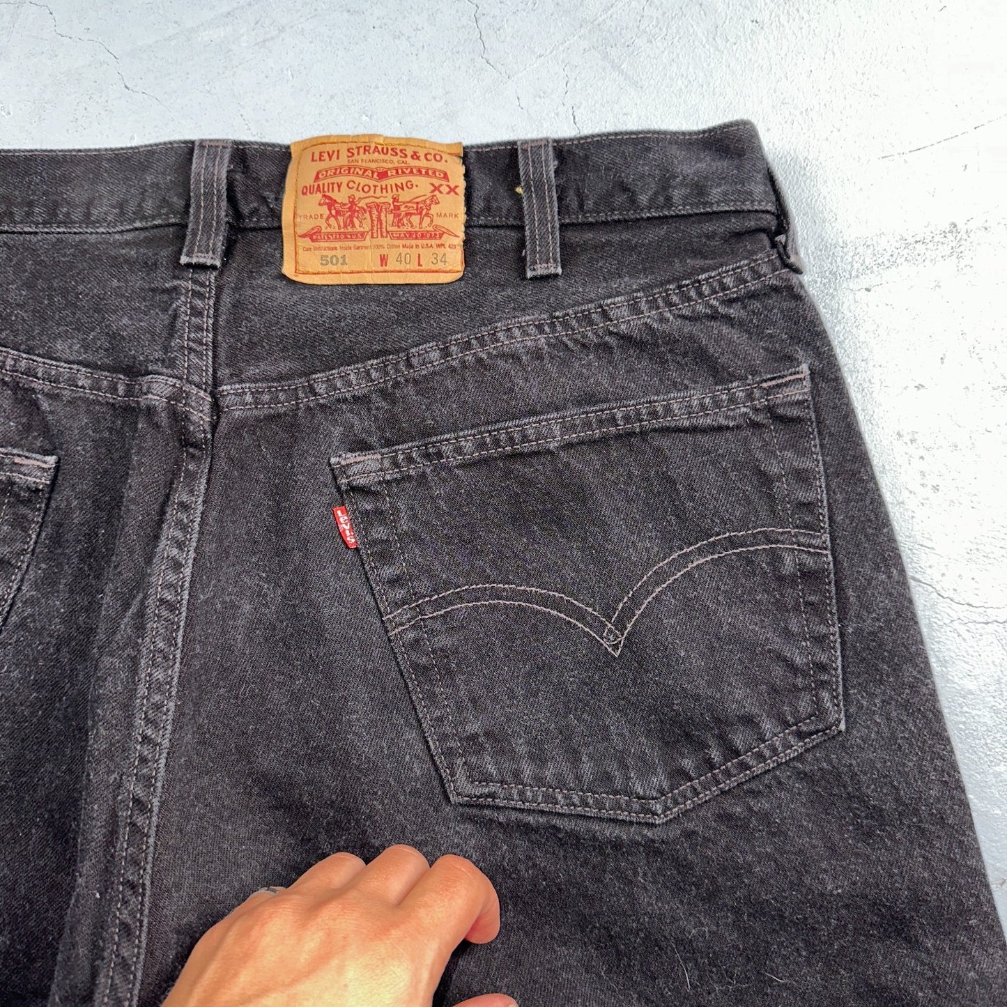 Levis 501 Vintage 90s USA XX Straight Leg Jeans Black Dark Wash 40x34 Act 36x33