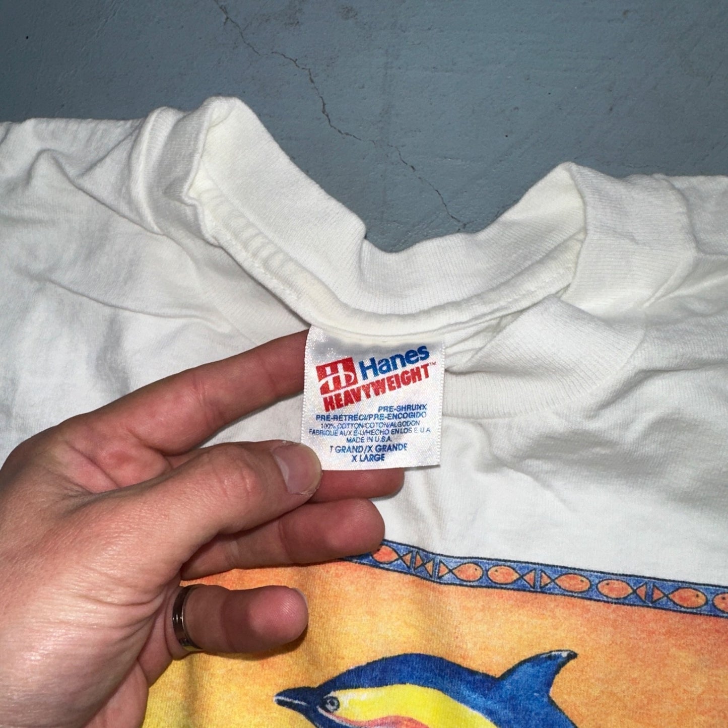 Vintage 1992 A Delicate Balance Dolphins Humanitees T Shirt Hanes XL 90s Flordia