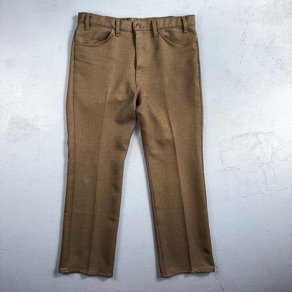Levis 70s USA 517 36x30 Bootcut Pants Brown Polyester Slacks Vintage 35x30