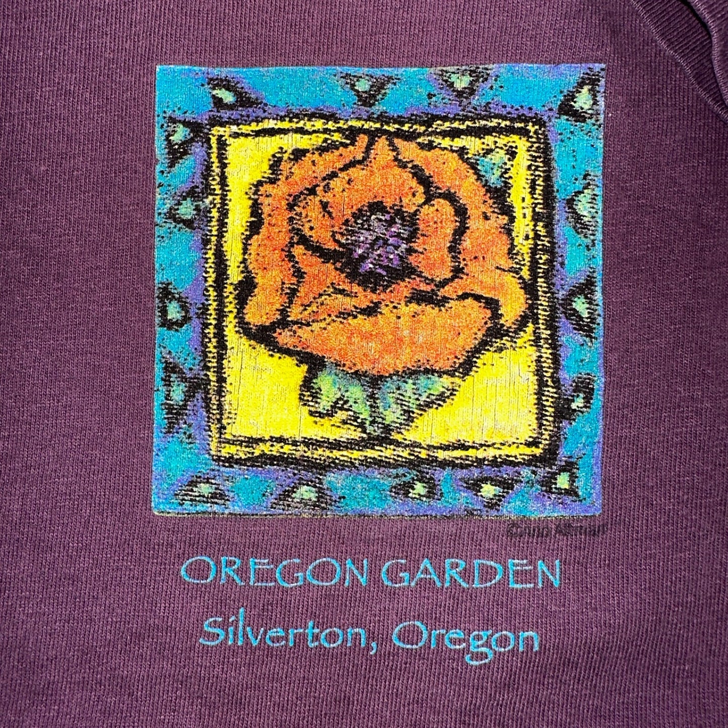 Silverton Oregon Garden VTG T Shirt Frank Lloyd Wright House Flower 90s Anvil