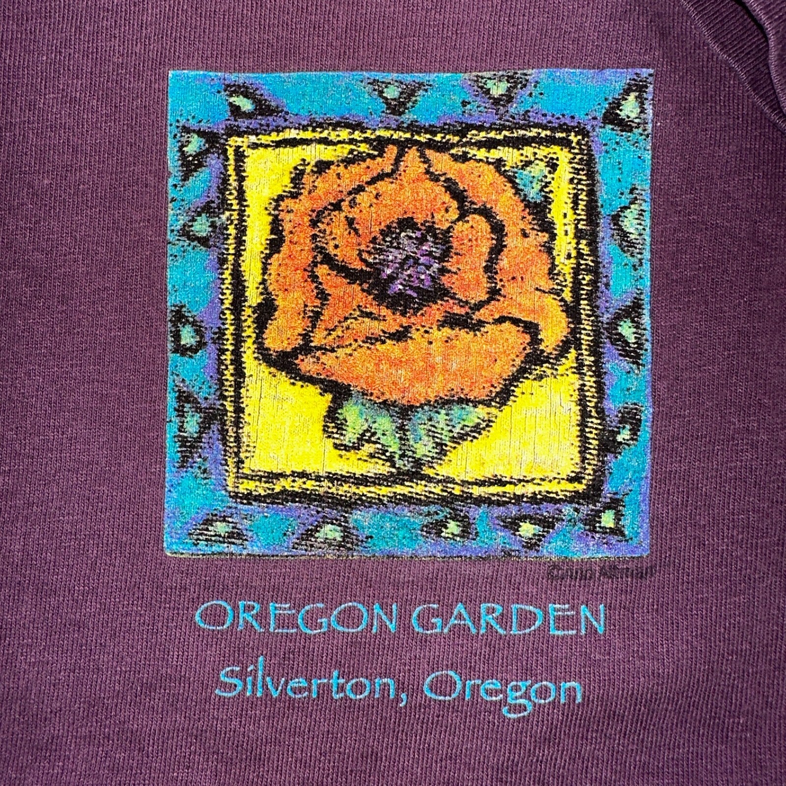 Silverton Oregon Garden VTG T Shirt Frank Lloyd Wright House Flower 90s Anvil