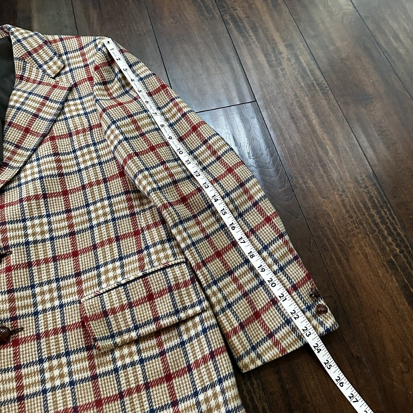 1960s 1970s Tan Pinstripe VTG Suit Jacket Sportcoat 40 Wool Checker Rockabilly