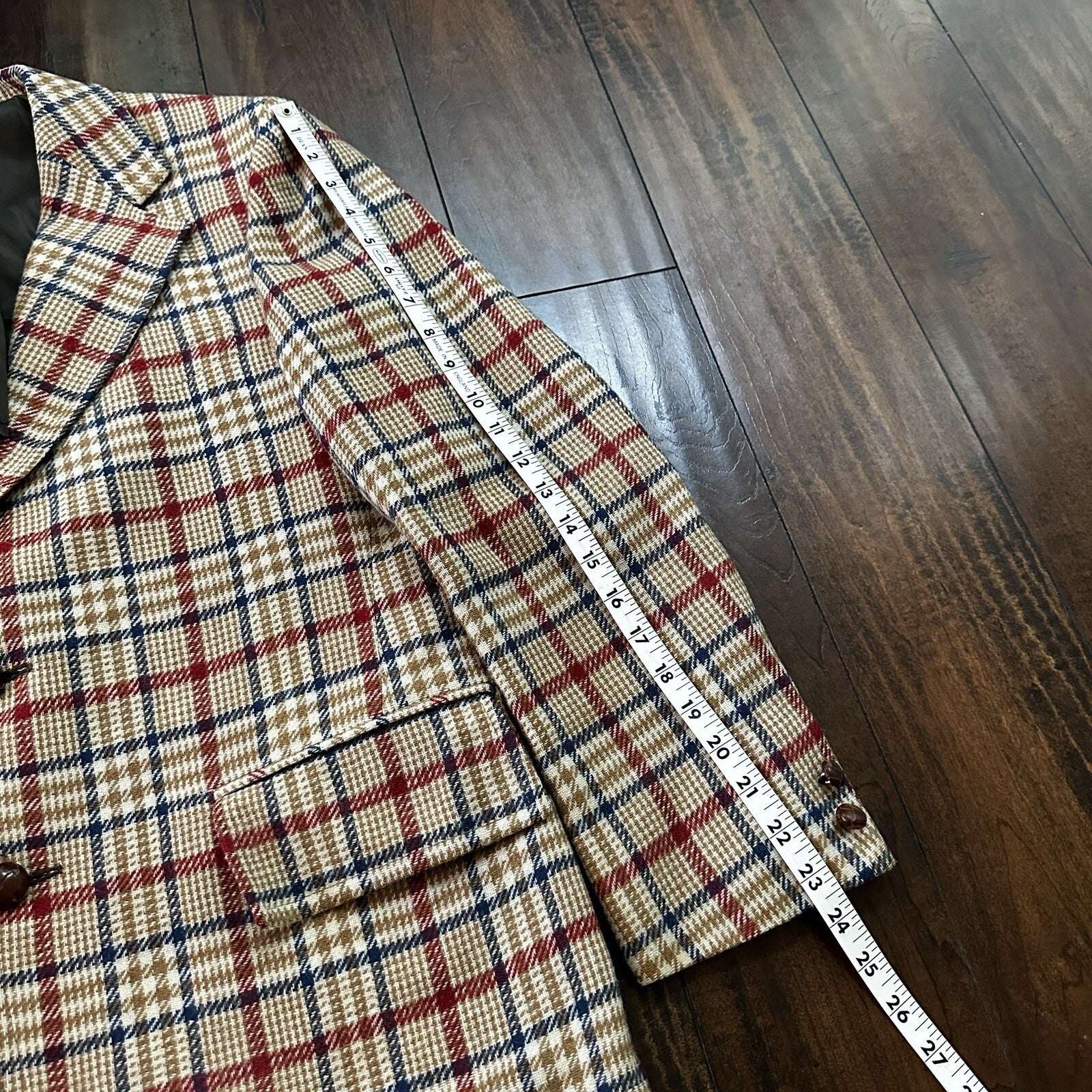 1960s 1970s Tan Pinstripe VTG Suit Jacket Sportcoat 40 Wool Checker Rockabilly