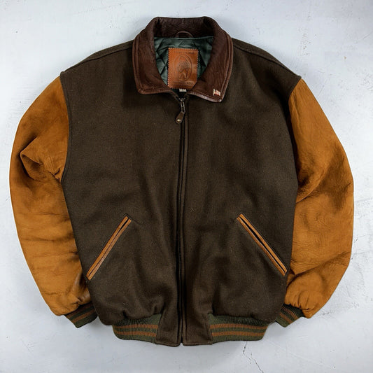 Golden Bear Vintage Leather Wool Brown Varsity Letterman Jacket L Suede