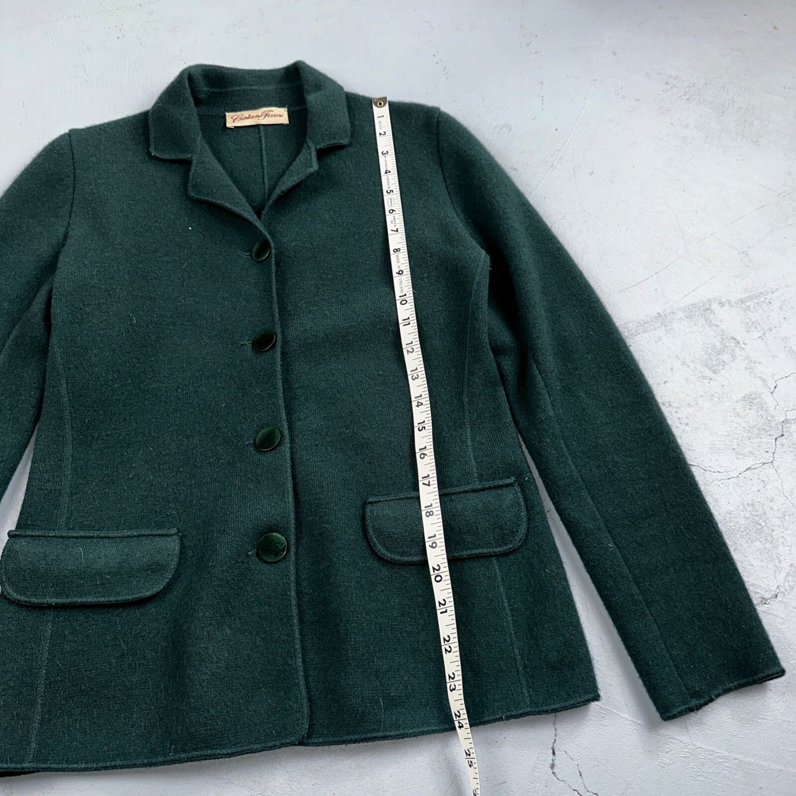 Cristiano Fissore 100% Cashmere Cardigan Sweater Womens S Green Jacket