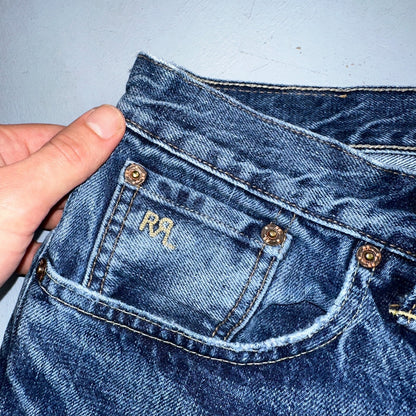 RRL Denim Zip Fly Slim Double RL Mens Jeans Mexico Sz 31x34 Med Wash RN 41381