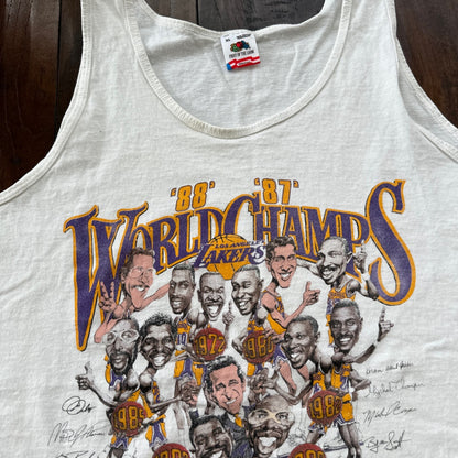 World Champs LA Lakers 80s FOTL Tank Vintage T Shirt 1988 1987 Kobe NBA Gym