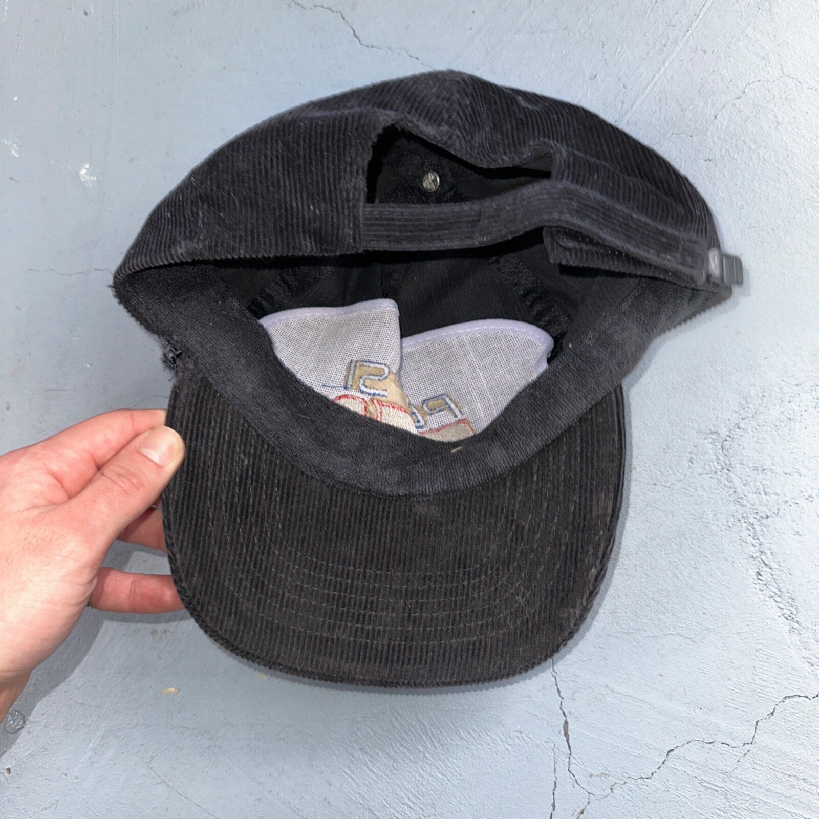 Pepsi VTG Black Corduroy Trucker Hat Cap Snapback Otto 80s 90s Rare Soda